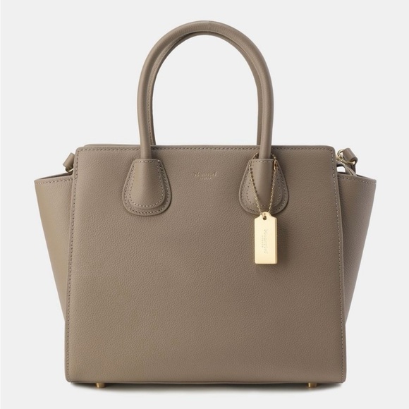 Moncrief Handbags - Moncrief Elegant Taupe Italian Leather Handbag, Shoulder Strap, London Designer
